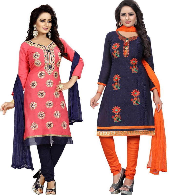 mavatarcreation Cotton Applique Kurta & Churidar Material(Unstitched)
