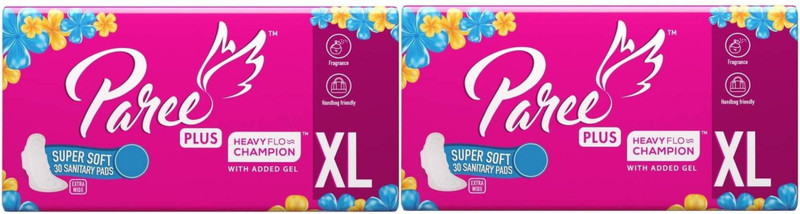 paree Plus XL 30+30 Pads Sanitary Pad (Pack of 2) Sanitary Pad(Pack of 2)