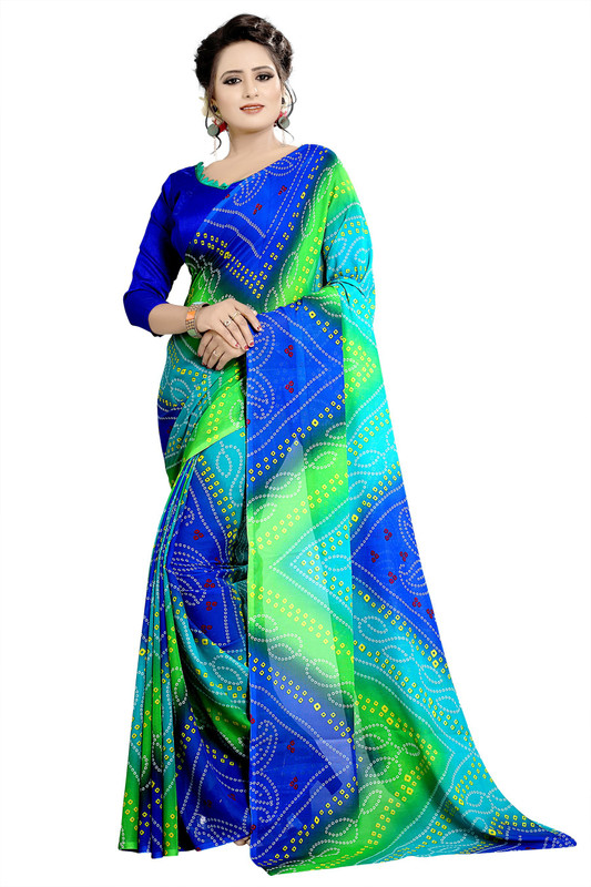 fashion day Printed Daily Wear Poly Georgette Saree(Green)