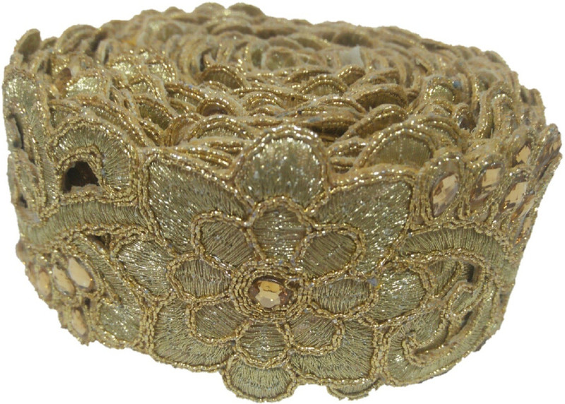 ramdev lace _embroidery work_golden color_900×5 cms_368