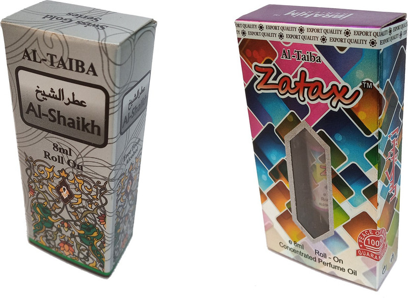Altaiba Al Shaikh 8ml and Zatax 8ml Combo Pack Attar Alcohol Free Pack of 2 Floral Attar(Floral)