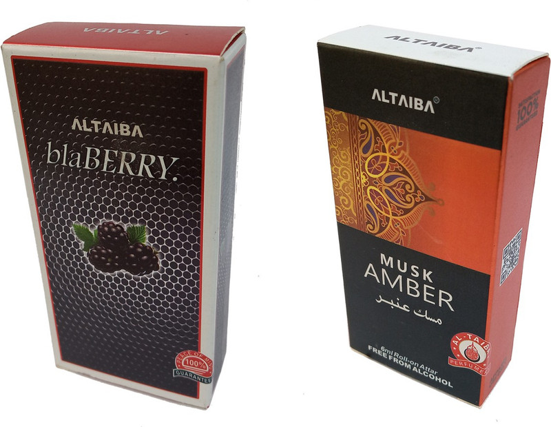 Altaiba BlaBerry 6ml and Musk Amber 6ml Combo Pack Attar Alcohol Free Pack of 2 Floral Attar(Floral)