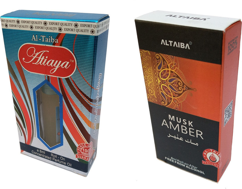 Altaiba Atiaya 8ml and Musk Amber 6ml Combo Pack Attar Alcohol Free Pack of 2 Floral Attar(Floral)