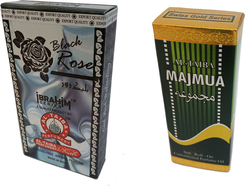Altaiba Black Rose 8ml and Majmua 8ml Combo Pack Attar Alcohol Free Pack of 2 Floral Attar(Floral)