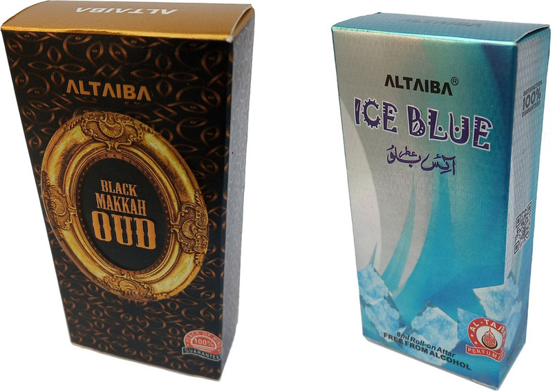 Altaiba Black Makka Oud 6ml and Ice Blue 8ml Combo Pack Attar Alcohol Free Pack of 2 Floral Attar(Floral)