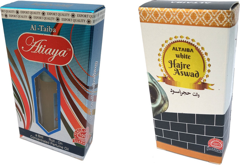 Altaiba Atiaya 8ml and White Hajre Aswad 6ml Combo Pack Attar Alcohol Free Pack of 2 Floral Attar(Floral)