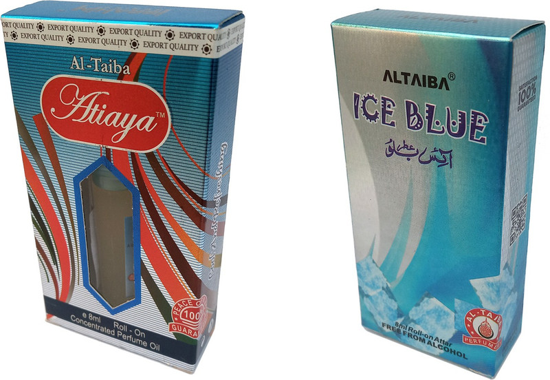 Altaiba Atiaya 8ml and Ice Blue 8ml Combo Pack Attar Alcohol Free Pack of 2 Floral Attar(Floral)