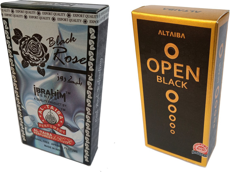 Altaiba Black Rose 8ml and Open Black 6ml Combo Pack Attar Alcohol Free Pack of 2 Floral Attar(Floral)