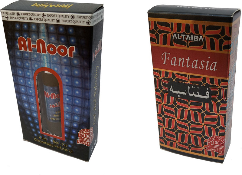 Altaiba Al Noor 8ml and Fantasia 8ml Combo Pack Attar Alcohol Free Pack of 2 Floral Attar(Floral)