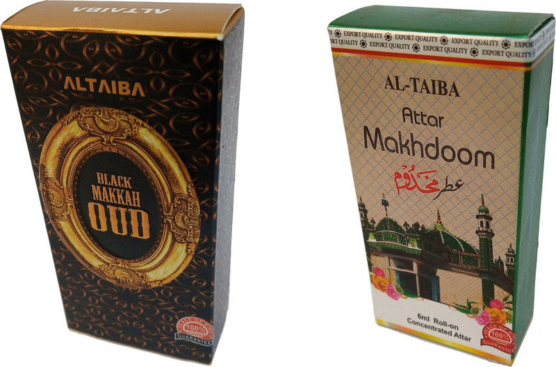 Altaiba Black Makka Oud 6ml and Makhdoom 6ml Combo Pack Attar Alcohol Free Pack of 2 Floral Attar(Floral)