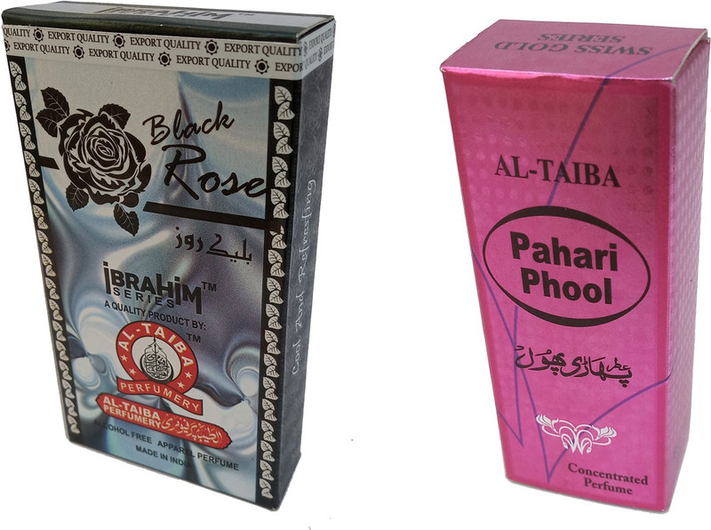 Altaiba Black Rose 8ml and Pahari Phool 8ml Combo Pack Attar Alcohol Free Pack of 2 Floral Attar(Floral)