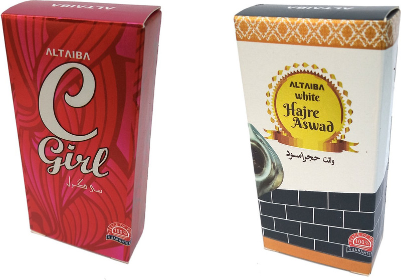 Altaiba C Girl 6ml and White Hajre Aswad 6ml Combo Pack Attar Alcohol Free Pack of 2 Floral Attar(Floral)