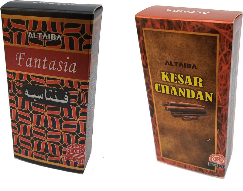 Altaiba Fantasia 8ml and Kesar Chandan 6ml Combo Pack Attar Alcohol Free Pack of 2 Floral Attar(Floral)