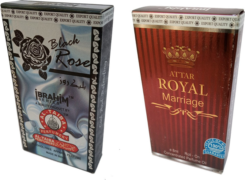 Altaiba Black Rose 8ml and Royal Marriage 8ml Combo Pack Attar Alcohol Free Pack of 2 Floral Attar(Floral)