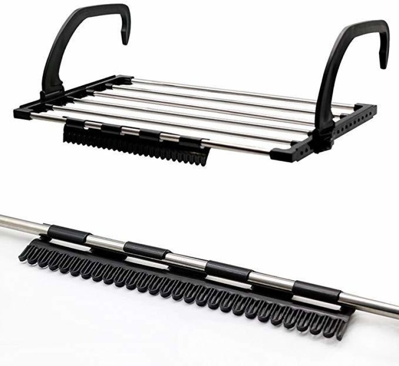 FLYNGO Stainless Steel Foldable Drying Rack Clothes Towels Dryer Stainless Steel Wall Cloth Dryer Stand(Black)