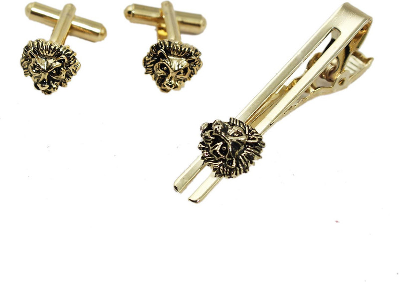 khnfashion Nickel Cufflink & Tie Pin Set(Black)