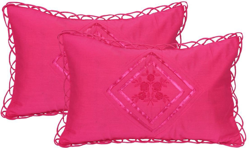 new click shop Embroidered Pillows Cover(Pack of 2, 71*45, Pink)