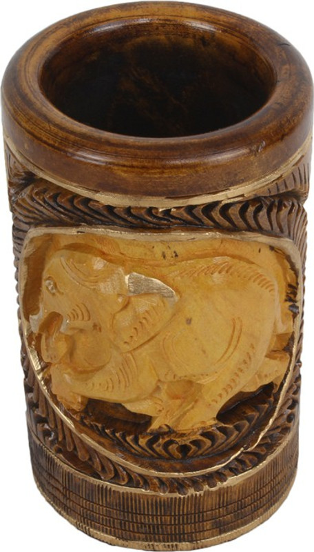 harmonica 1 Compartments Wooden Pen stand(Brown)