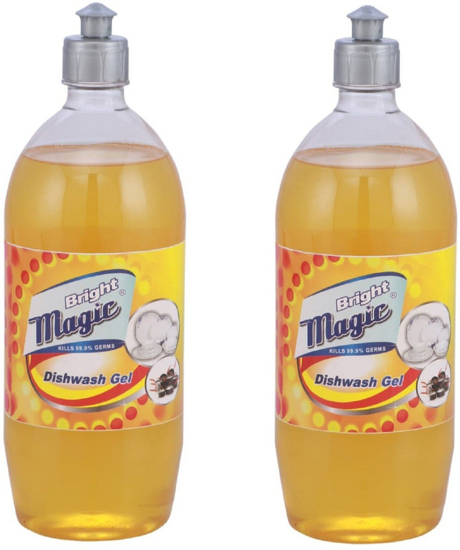 bright magic Dishwash gel pack of 2 Dish Cleaning Gel(Lemon, 2 x  1 L)