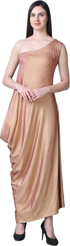 pinkfabb Women Gown Gold Dress