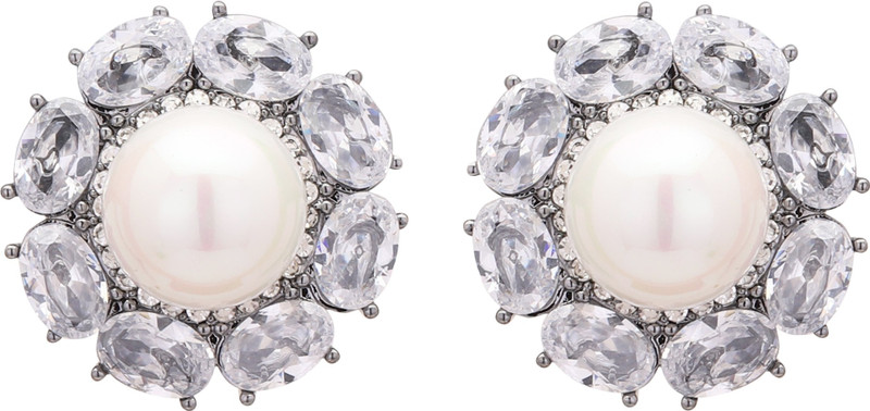 vaishnavi arts white stud Cubic Zirconia Alloy Stud Earring