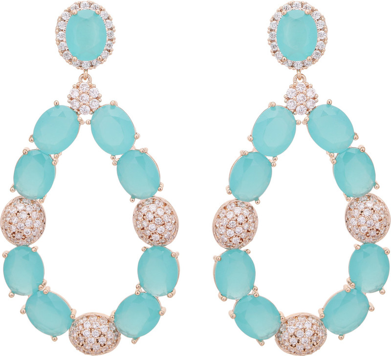 vaishnavi arts sky blue hanging style golden Cubic Zirconia Alloy Drops & Danglers