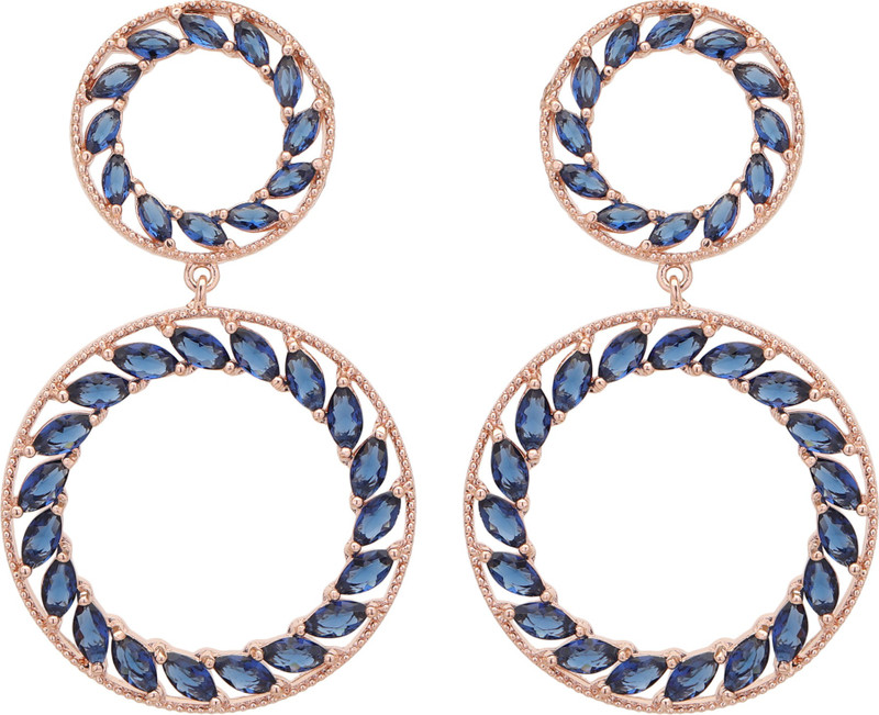 vaishnavi arts blue golden hangings Cubic Zirconia Alloy Stud Earring