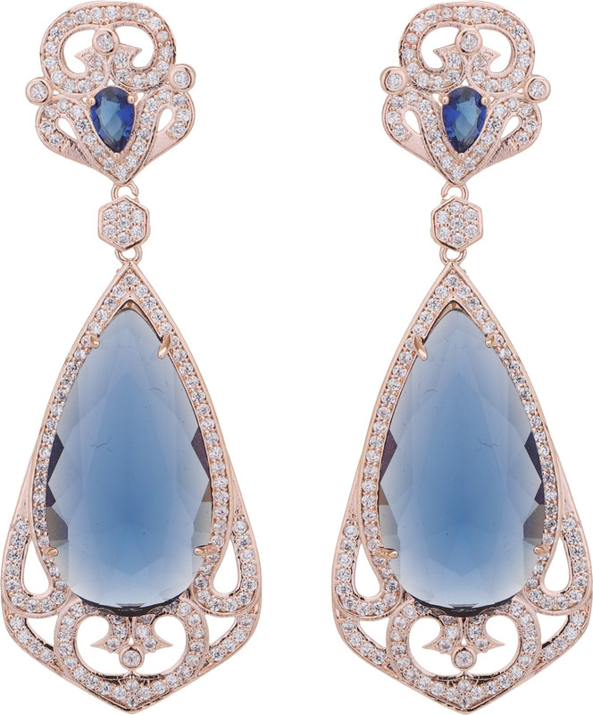 vaishnavi arts blue golden hanging style Cubic Zirconia Alloy Drops & Danglers