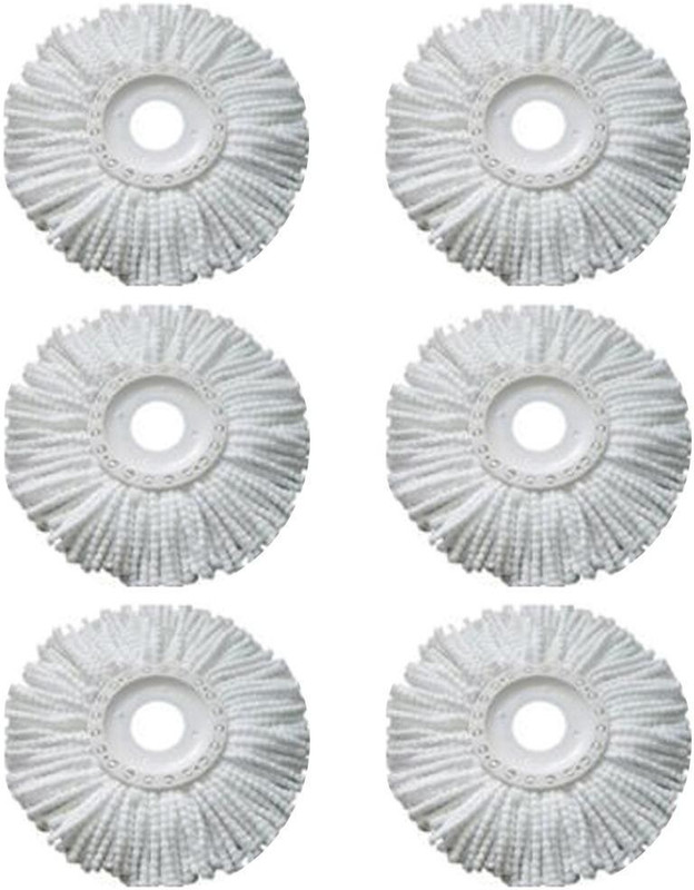 aj world Microfibre Mop Head Refill, Disc Dia. 16 cm, 6 Pieces Set, White Wipes(Multicolor)
