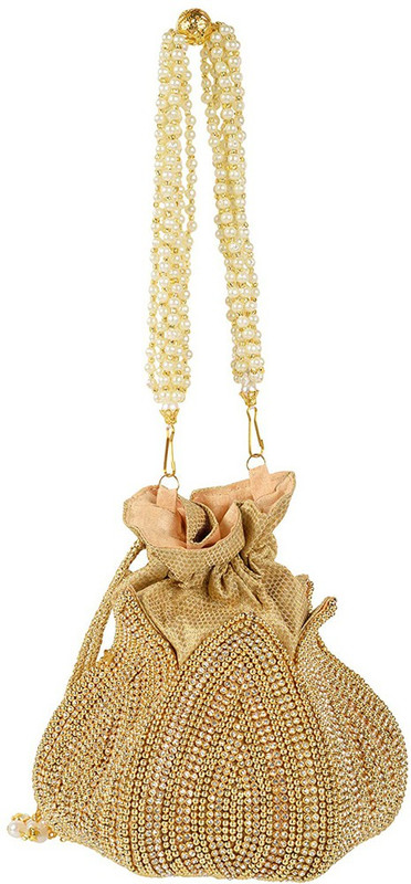 handicartz Handicraft Golden lotus Potli Bag Potli(Gold)