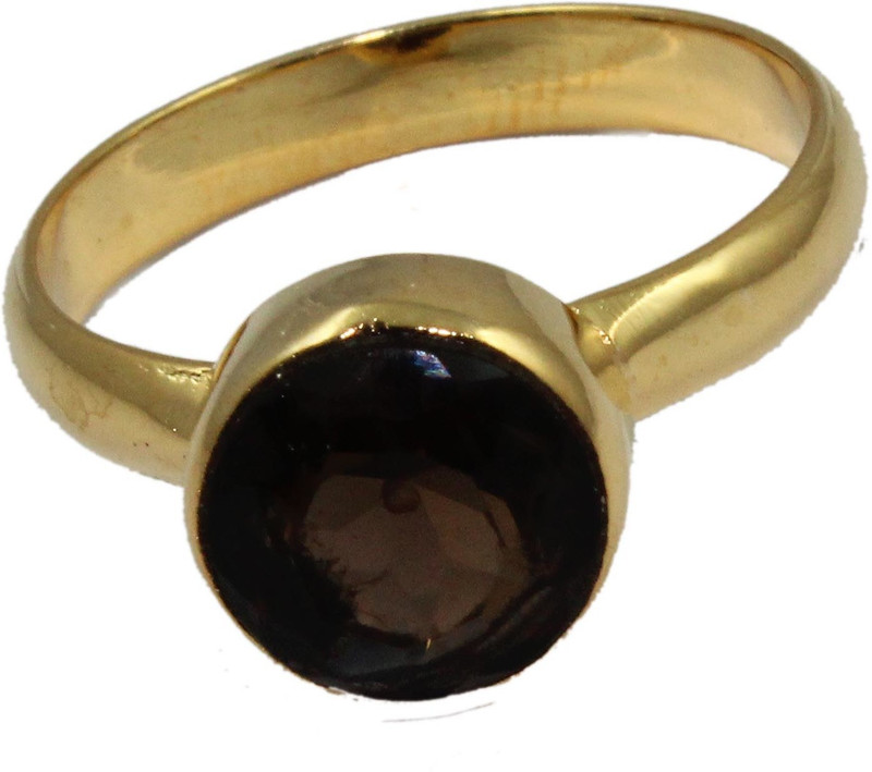 khnfashion Smoky Quartz 24k Gold Plated Rings Brass Quartz Gold Plated Ring