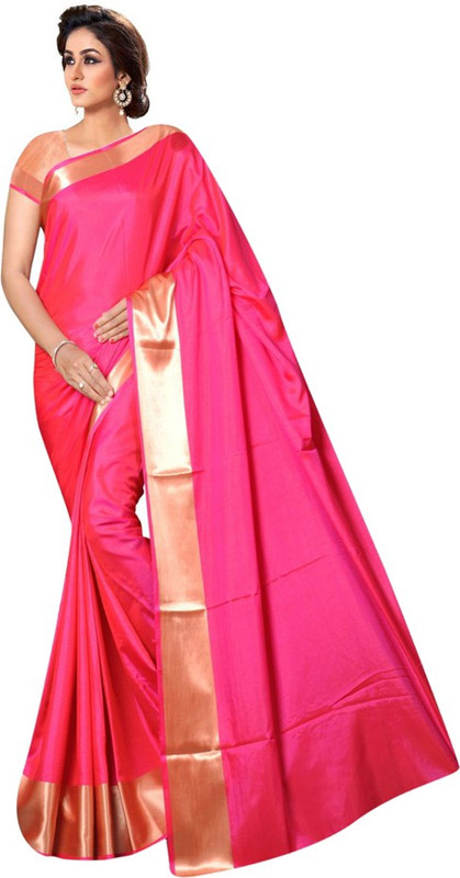 nilkanth knitting Self Design Fashion Silk Saree(Pink)