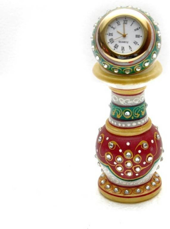 vaishnavi art collection Analog Multi Color Clock showpiece Decorative Showpiece  -  5 cm(Marble)