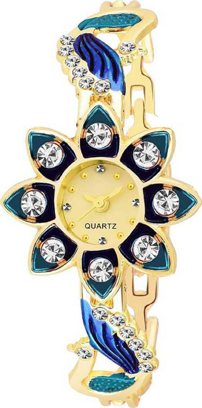 mother New Stylish Blue Golden Diamond Studded SunFlower Watch For Girl SUNFLOWER007 Analog Watch  - For Girls