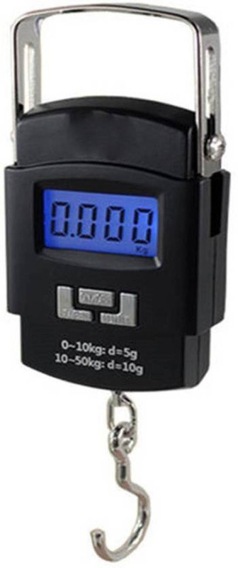Zelenor 50Kg Portable Hanging Luggage Weight Machine Digital for Weighing Household Items Weighing Scale(Black)