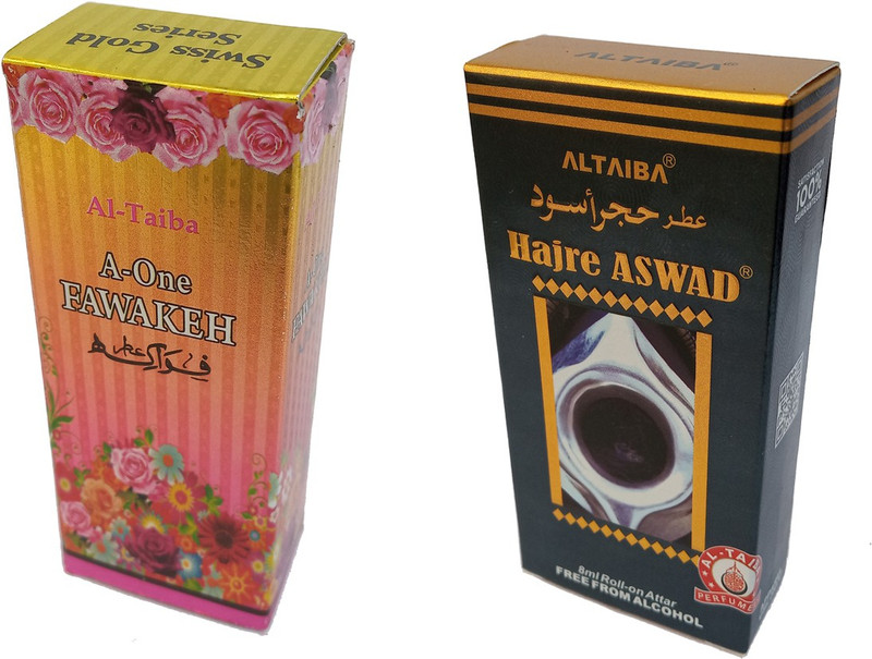 Altaiba A One Fawakeh 8ml and Hajre Aswad 8ml Combo Pack Attar Floral Attar(Floral)