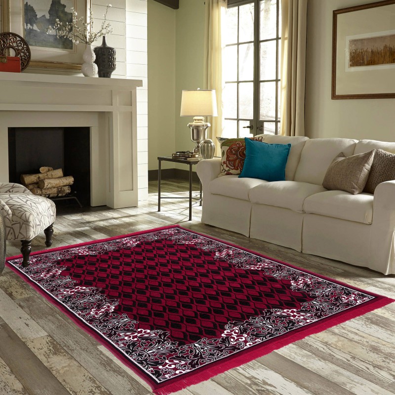 Zesture Maroon Chenille Carpet(137 cm  X 214 cm)