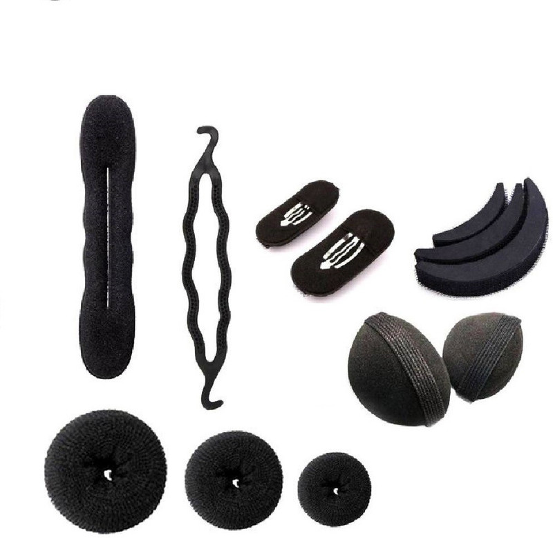 Tom Gee Hair Accessories Combo Puff Bumpits 8 Pieces With 3 Piece Different Size Donut