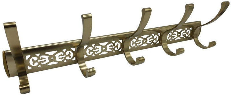 Vpllex Double Deluxe Stainless Steel 5 Pin Cloth Hook Hanger 5 - Pronged Hook Rail(Gold Pack of 1)