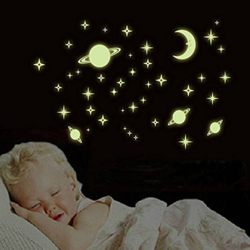 toy town Luminous Light Planet World Space Universe Fluorescent Stickers(Multicolor)