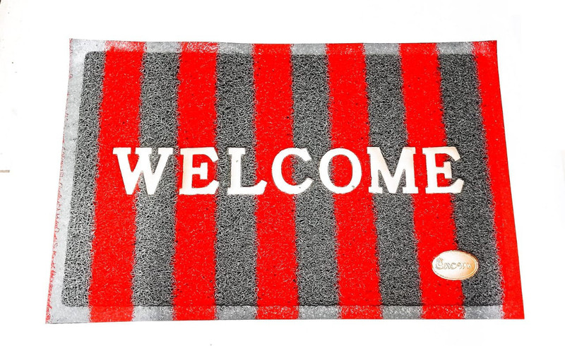 abhyaasa PVC (Polyvinyl Chloride) Door Mat(Red, Medium)