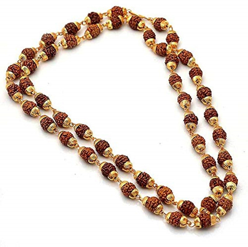 shahinpearlmart GOLDEN RUDRAKSHA MALA FOR MEN/ WOMEN Gold-plated Plated Plastic Necklace Set