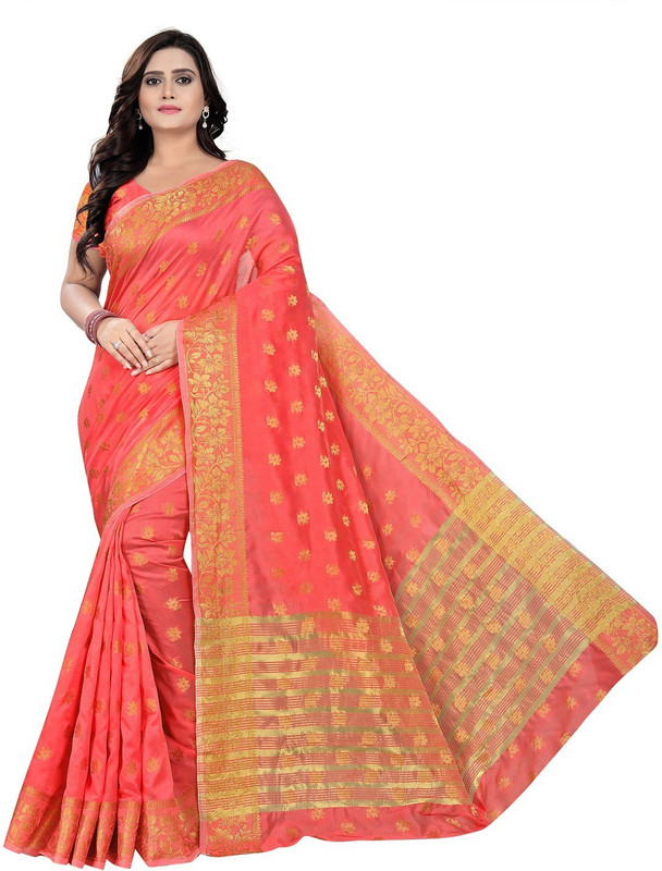 life store mart Self Design Kanjivaram Art Silk, Cotton Silk Saree(Pink)
