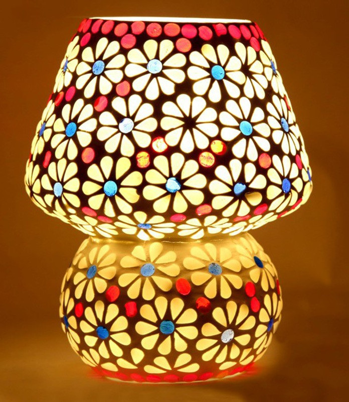 derien Mosaic lamp Table Lamp(18 cm, White)