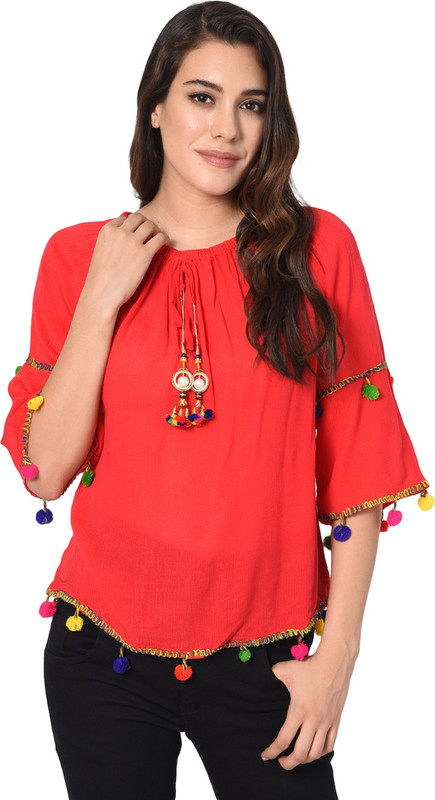 classy looks Casual Regular Sleeve Solid Women Red, Black, White, Blue, Yellow Top