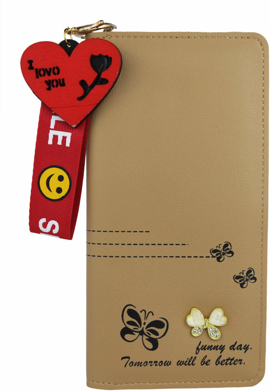 feather cruz Women Tan Artificial Leather Wallet(11 Card Slots)