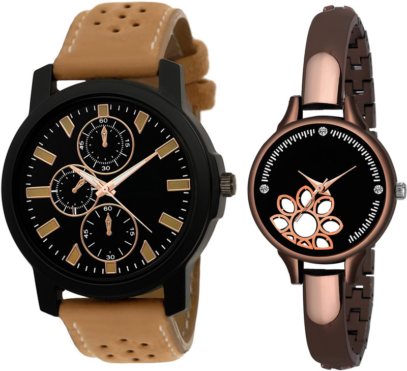 rigolz Combo pack 2 Attractive Party-Wedding Multicolor Dial Bracelet Bangle Couple Watch For Boys & Girls ZZ406F196 Analog Watch  - For Men & Women