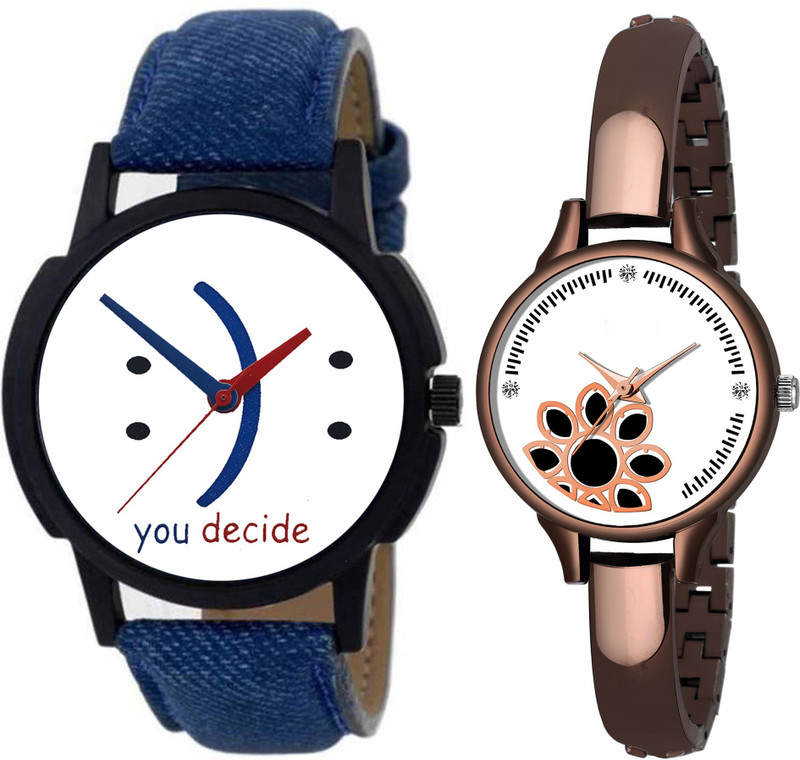 rigolz Combo pack 2 Attractive Party-Wedding Multicolor Dial Bracelet Bangle Couple Watch For Boys & Girls ZZ406F68 Analog Watch  - For Men & Women