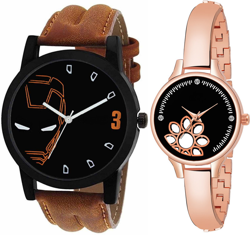rigolz Combo pack 2 Attractive Party-Wedding Multicolor Dial Bracelet Bangle Couple Watch For Boys & Girls ZZ406F88 Analog Watch  - For Men & Women
