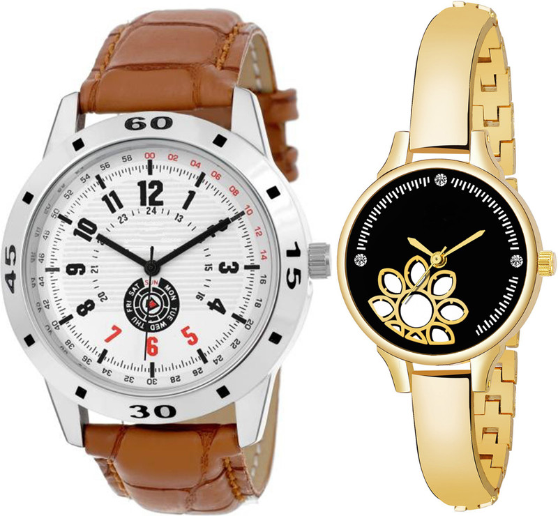rigolz Combo pack 2 Attractive Party-Wedding Multicolor Dial Bracelet Bangle Couple Watch For Boys & Girls ZZ406F21 Analog Watch  - For Men & Women
